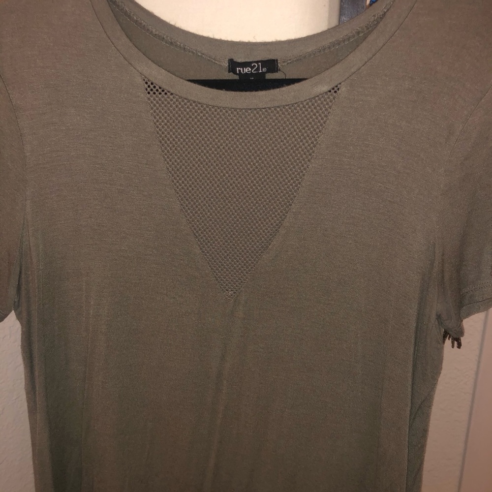 T shirt with mesh v neck panel